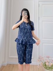 Đồ bộ lửng thiết kế nhún bèo có tay hoa cẩm chướng