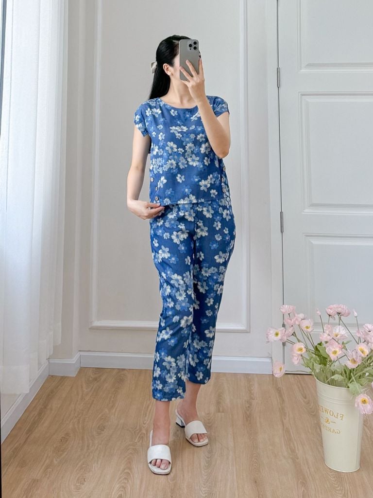 Đồ bộ dài có tay cánh tiên hoa tầm xuân