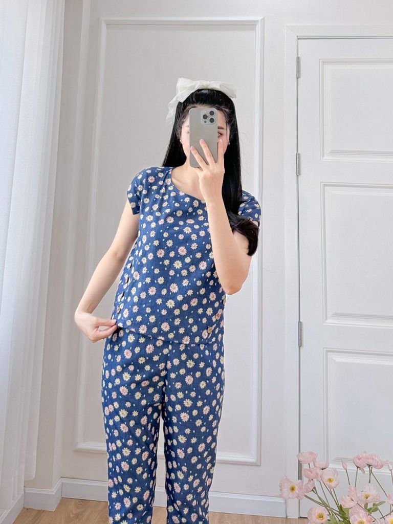 Đồ bộ dài có tay cánh tiên hoa thạch thảo