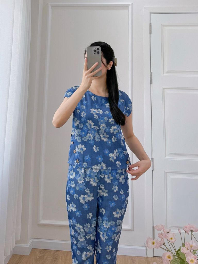 Đồ bộ dài có tay cánh tiên hoa tầm xuân