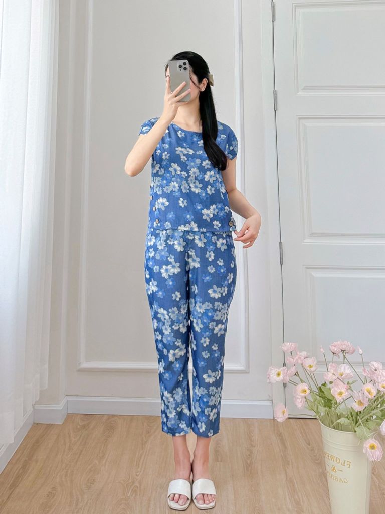 Đồ bộ dài có tay cánh tiên hoa tầm xuân