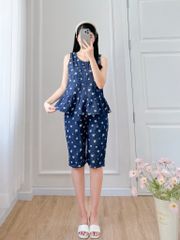 Đồ bộ lửng không tay xếp ly hoa cúc nhí