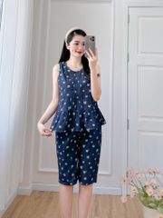 Đồ bộ lửng không tay xếp ly hoa cúc nhí