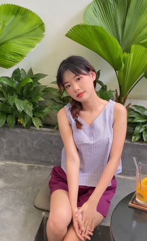 Đồ bộ đùi sọc không tay quần trơn NS220932