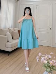 Đầm lụa 2 dây xanh ngọc