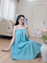 Đầm lụa 2 dây xanh ngọc