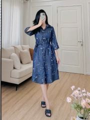 Đầm sơ mi tay lỡ họa tiết chim én mùa xuân