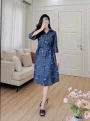 Đầm sơ mi tay lỡ họa tiết chim én mùa xuân