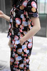 Đồ bộ dài có tay nền đen hoạ tiết hải cẩu