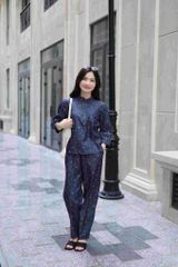 Đồ bộ dài cổ tàu hoa nhí hồng