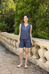 Đồ bộ đùi thiết kế 3 nút Hoa Hồng polkadot