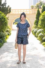 Bộ đùi thiết kế áo rút dây họa tiết Hoa cúc tana