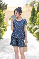 Bộ đùi thiết kế áo rút dây họa tiết Hoa cúc tana