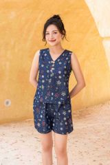 Đồ bộ đùi thiết kế 3 nút hoa lily