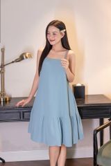 Đầm lụa 2 dây dáng suông xanh lơ