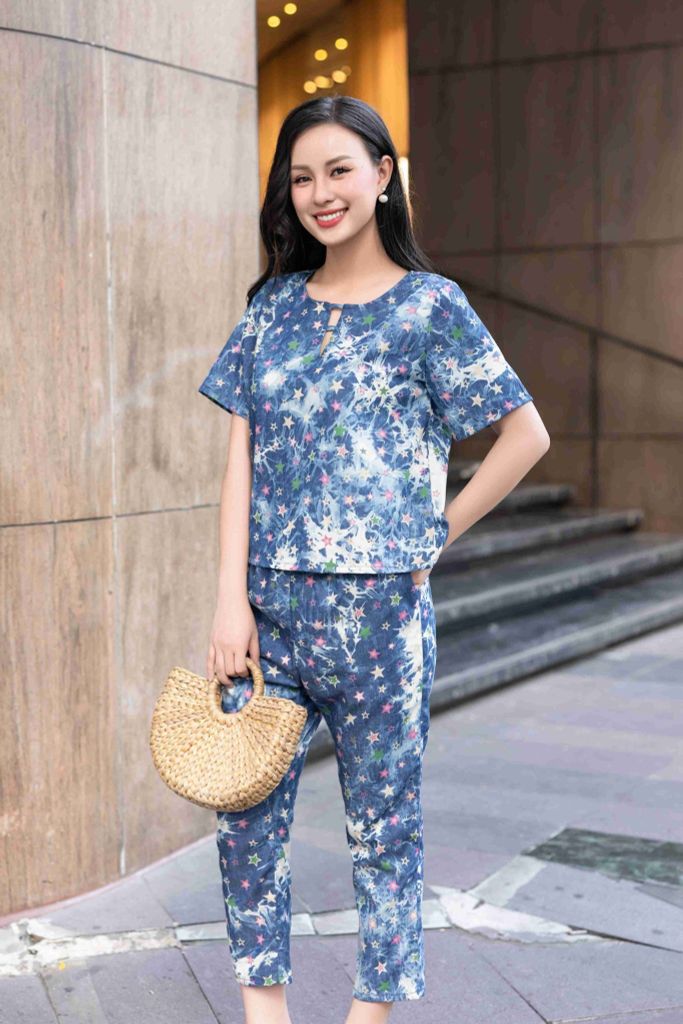 Đồ bộ dài có tay đan dây ngôi sao