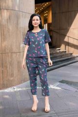 Đồ bộ dài có tay đan dây hoa cherry