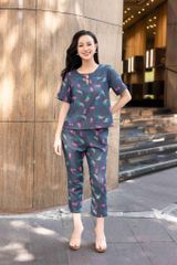 Đồ bộ dài có tay đan dây hoa cherry