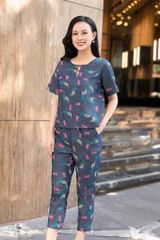 Đồ bộ dài có tay đan dây hoa cherry