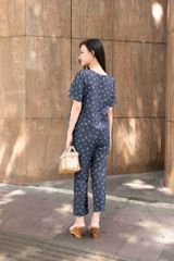 Đồ bộ dài có tay đan dây hoa hồng nhí