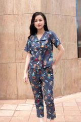 Đồ bộ dài có tay cổ vạn hoa hoạ tiết hoa bướm