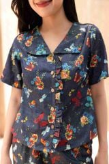 Đồ bộ dài có tay cổ vạn hoa hoạ tiết hoa bướm