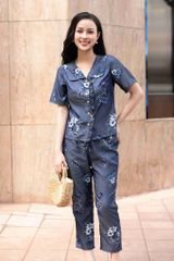 Đồ bộ dài có tay cổ vạn hoa hoạ tiết hoa ly