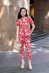 Đồ bộ dài có tay lá đỏ