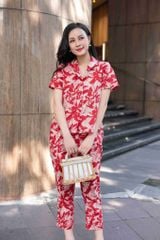 Đồ bộ dài có tay lá đỏ