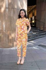 Đồ bộ dài có tay lá vàng