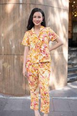 Đồ bộ dài có tay lá vàng