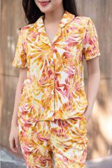 Đồ bộ dài có tay lá vàng