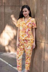 Đồ bộ dài có tay lá vàng