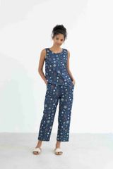 Đồ bộ dài không tay thiết kế vạt xéo hoa lily