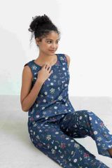 Đồ bộ dài không tay thiết kế vạt xéo hoa lily