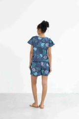 Đồ bộ đùi có tay cổ V hoạ tiết hoa cẩm tú cầu