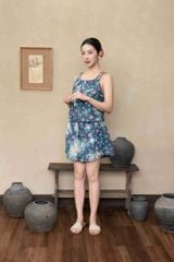 Đồ bộ đùi thiết kế 2 dây hoa đào hồng