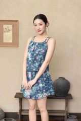 Đồ bộ đùi thiết kế 2 dây hoa đào hồng