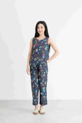 Đồ bộ dài không tay thiết kế vạt xéo hoa bướm