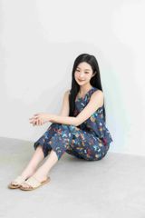 Đồ bộ dài không tay thiết kế vạt xéo hoa bướm