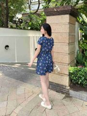 Bộ đùi thiết kế áo rút dây họa tiết Hoa ngũ sắc