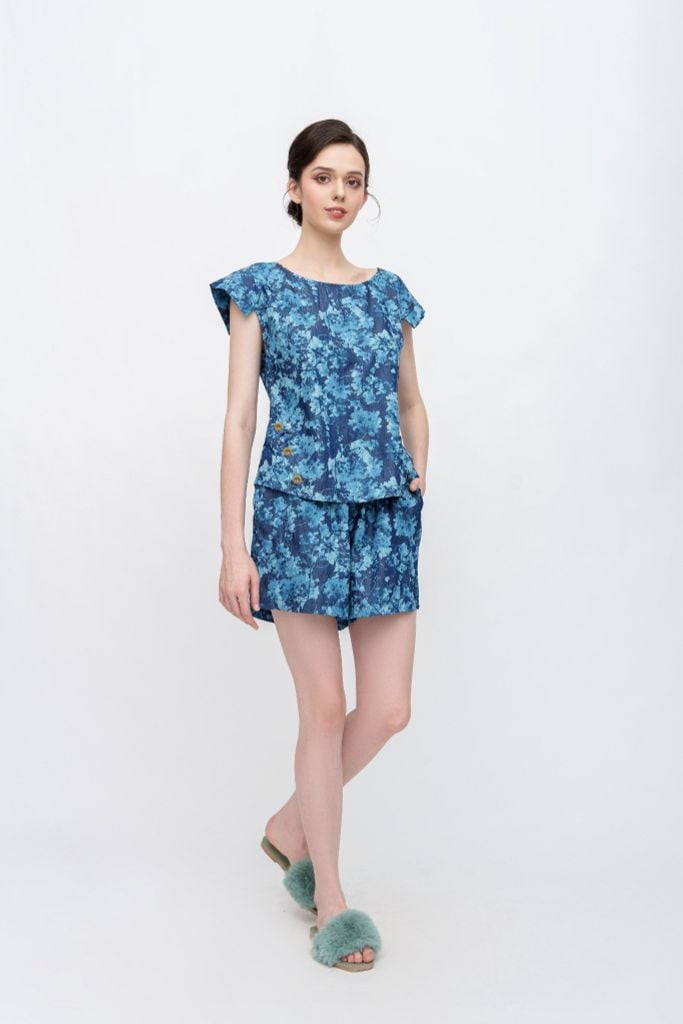 Đồ bộ đùi có tay loang xanh NH141204