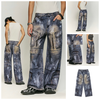 INF®️| QUẦN JEANS HIGHT STREET HOA ĐIỀU IN KỸ THUẬT SỐ DÁNG SUÔNG UNISEX INF 13440