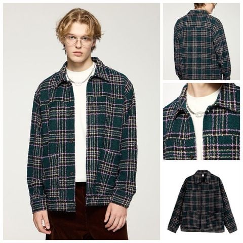 INF®️| ÁO KHOÁC SƠ MI DÀI TAY KẺ SỌC RETRO DÁNG RỘNG CARDIGAN UNISEX INF 7076