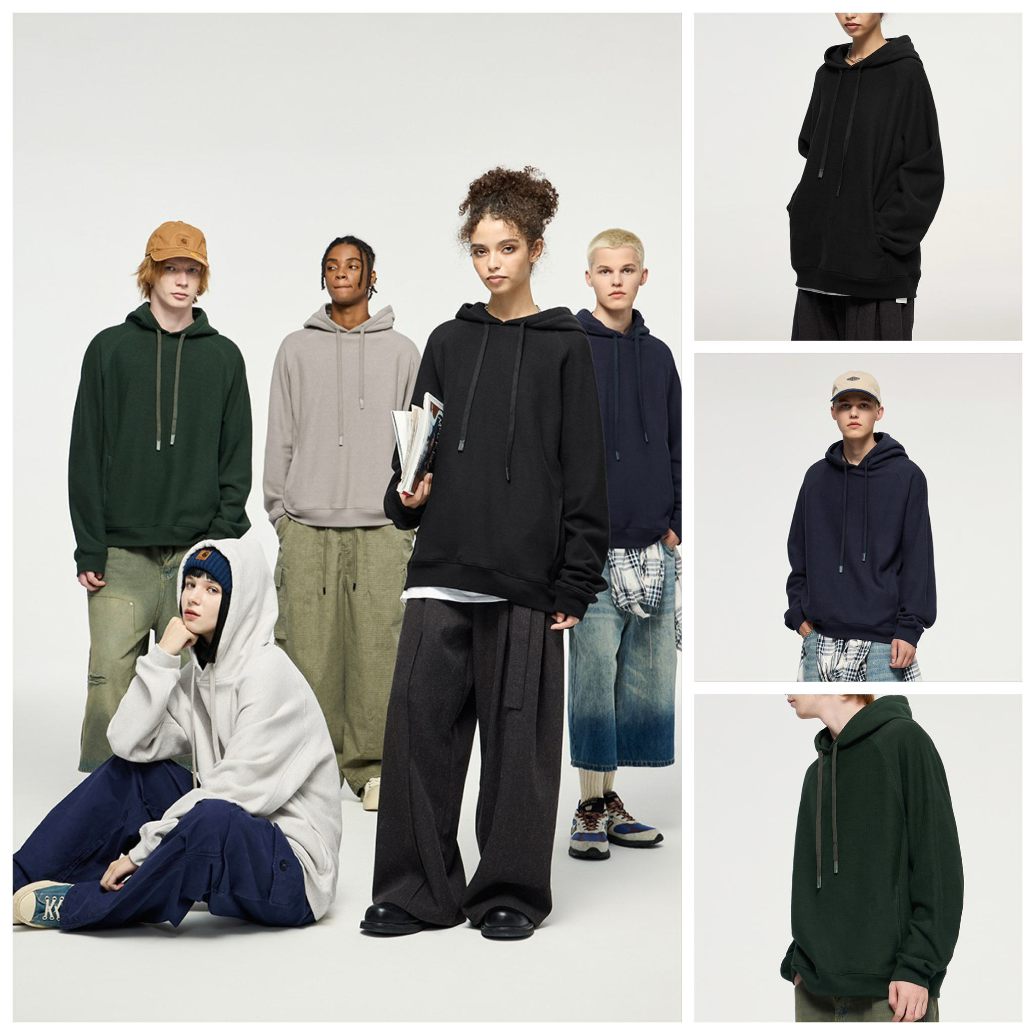 INF®️| ÁO HOODIE TRƠN RETRO DÁNG RỘNG NỈ THỂ THAO UNISEX INF 4387