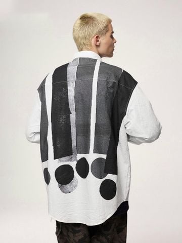 INF®️| ÁO KHOÁC SƠ MI DÀI TAY NHĂN IN HÌNH NHIỆT DÁNG RỘNG UNISEX INF 7099