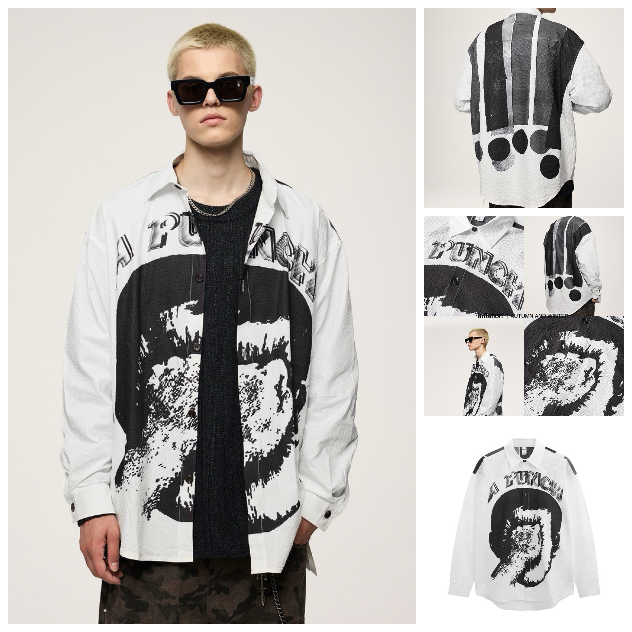 INF®️| ÁO KHOÁC SƠ MI DÀI TAY NHĂN IN HÌNH NHIỆT DÁNG RỘNG UNISEX INF 7099