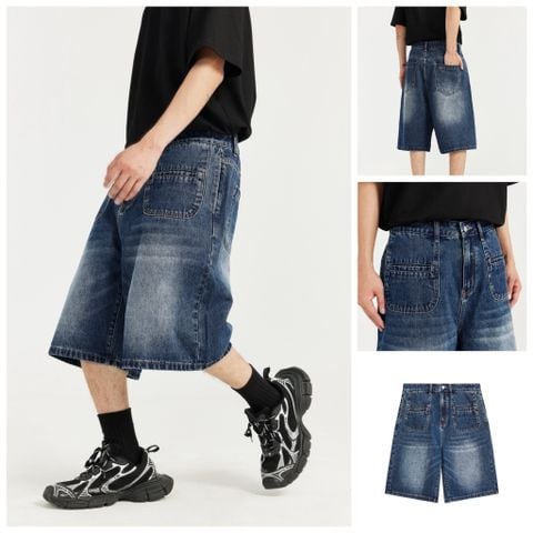 INF ™️| QUẦN SHORT DENIM HIP-HOP DÁNG RỘNG WASH MÀU ĐẸP INF 12596