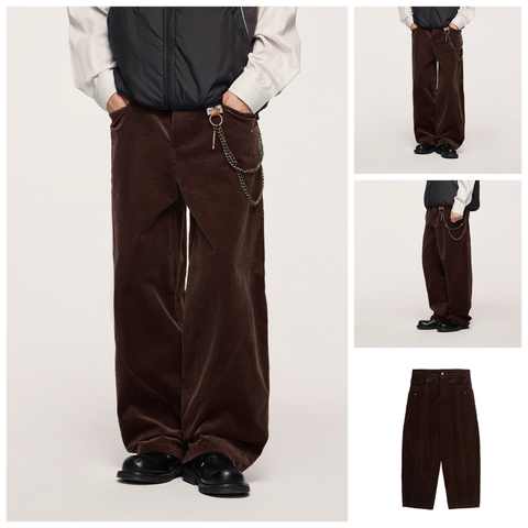 INF®️| QUẦN YẾM VẢI NHUNG KẺ SỌC CỔ ĐIỂN CẮT THẲNG UNISEX INF 13377