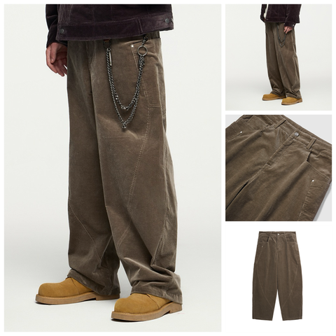 INF®️| QUẦN YẾM VẢI NHUNG KẺ SỌC CỔ ĐIỂN CẮT THẲNG UNISEX INF 13377